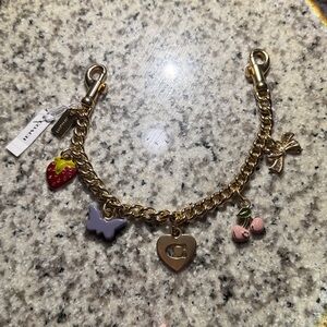Coach Gold Bag Charm with Colorful Charms
